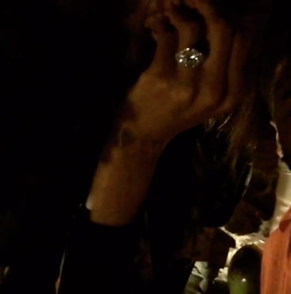 Ciara showing off her engagement ring from Russell Wilson in an Instagram video minutes after he popped the question. 