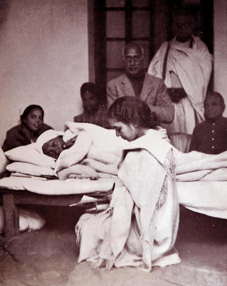 Gandhi on hunger strike during the 1930s (Rex)