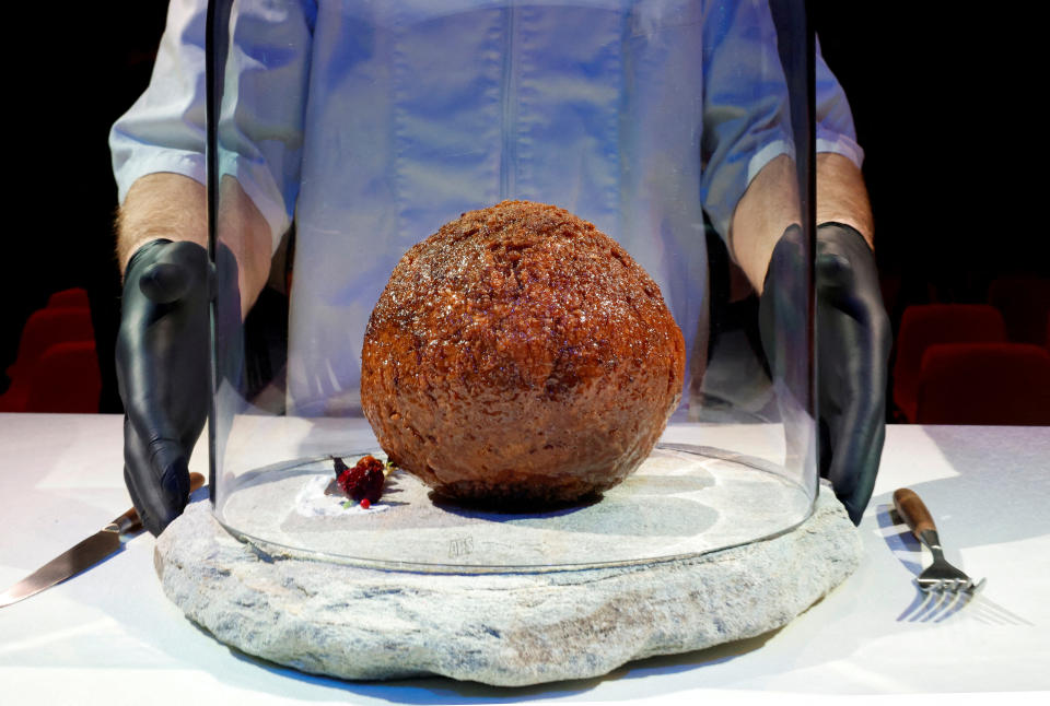 Der Fleischball wurde aus der DNA einer ausgestorbenen Mammut-Art hergestellt. (Bild: REUTERS/Piroschka van de Wouw)