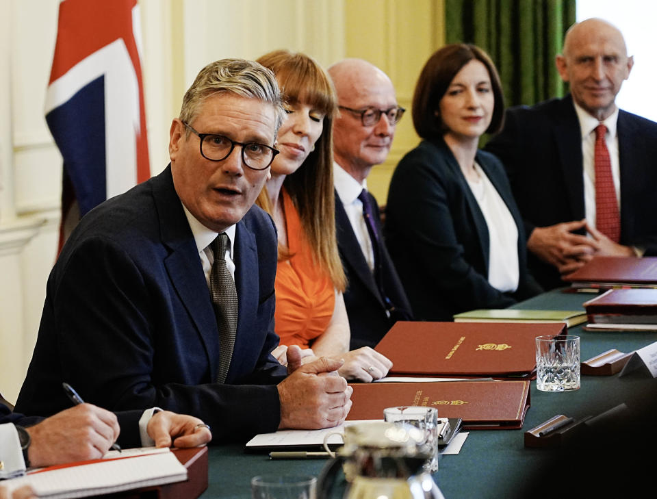 LONDON, UNITED KINGDOM - JULY 6:  British Prime Minister Keir Starmer chairs the first meeting of his cabinet in 10 Downing Street on July 6, 2024 in London, England. The Labour Party won a landslide victory in the 2024 general election, ending 14 years of Conservative government. (Photo by Chris Eades-WPA Pool/Getty Images)