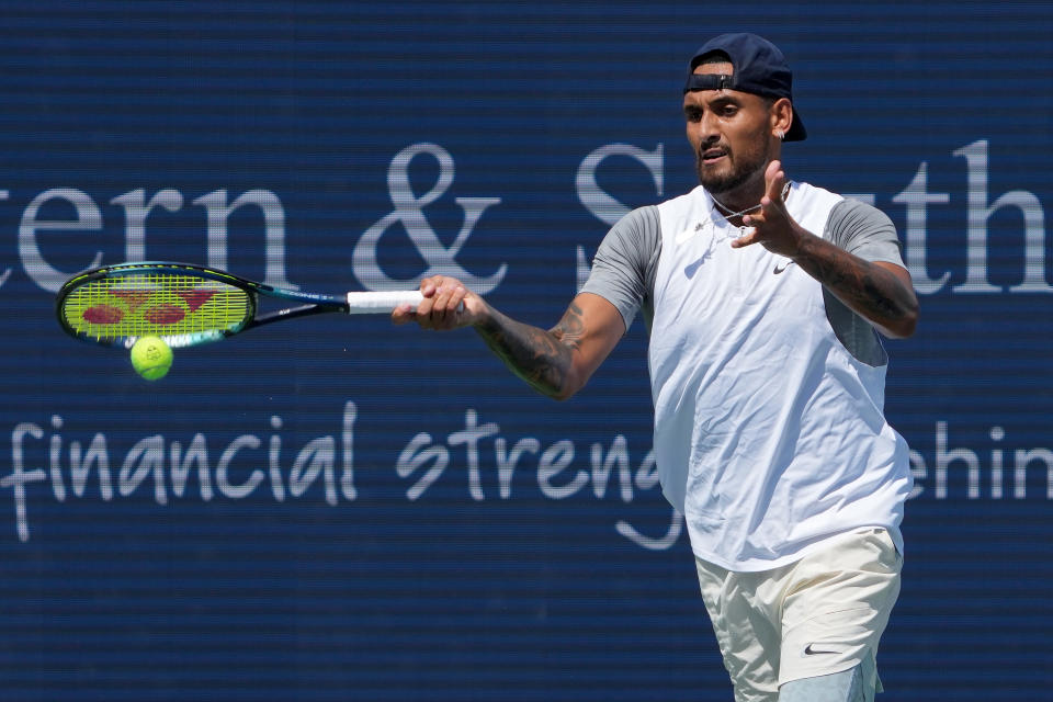 Nick Kyrgios, pictured here in action against Alejandro Davidovich Fokina at the Cincinnati Masters.