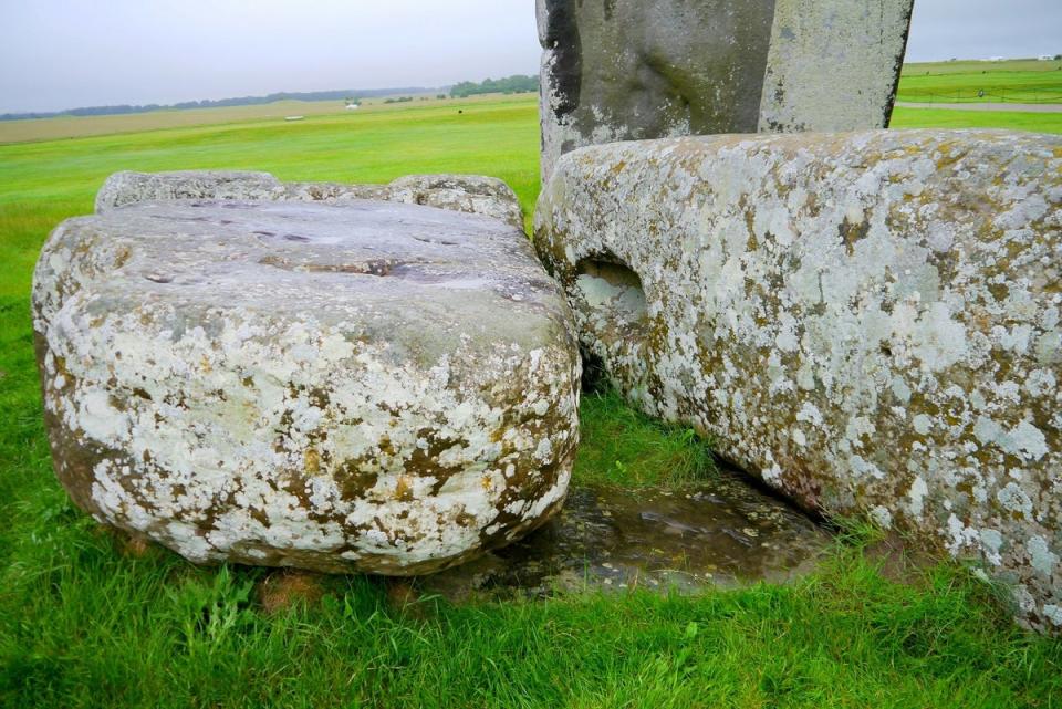 The Altar Stone at Stonehenge, seen here underneath two bigger Sarsen stone (Professor Nick Pearce, Aberystwyth University)