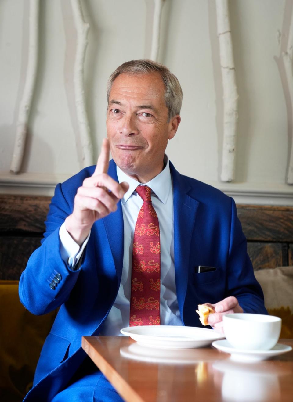 Nigel Farage on the campaign trail in Cawthorne, South Yorkshire (Danny Lawson/PA Wire)