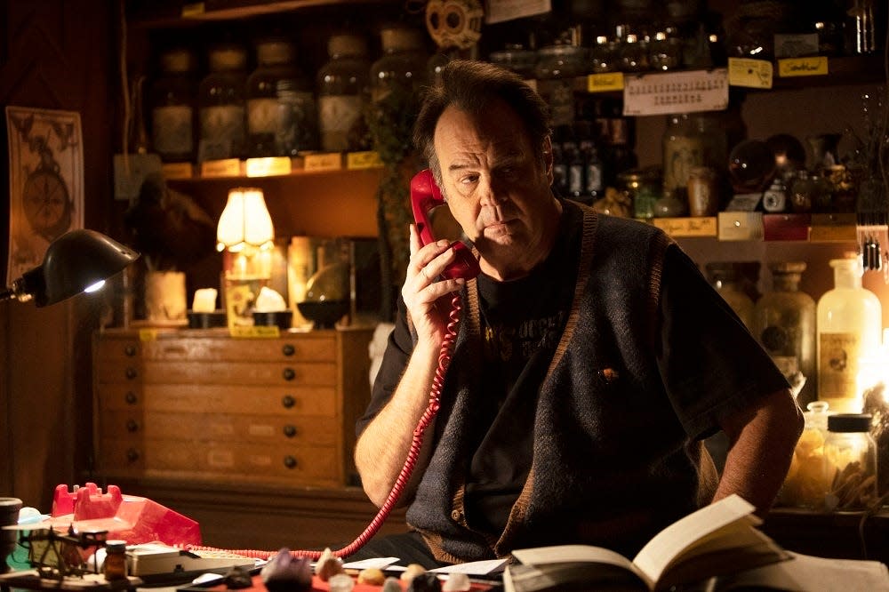 Dan Aykroyd (Dr. Raymond Stantz) takes the call in "Ghostbusters: Afterlife." He got suited up again later.