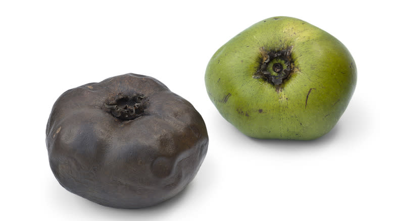 Ripe and unripe black sapote