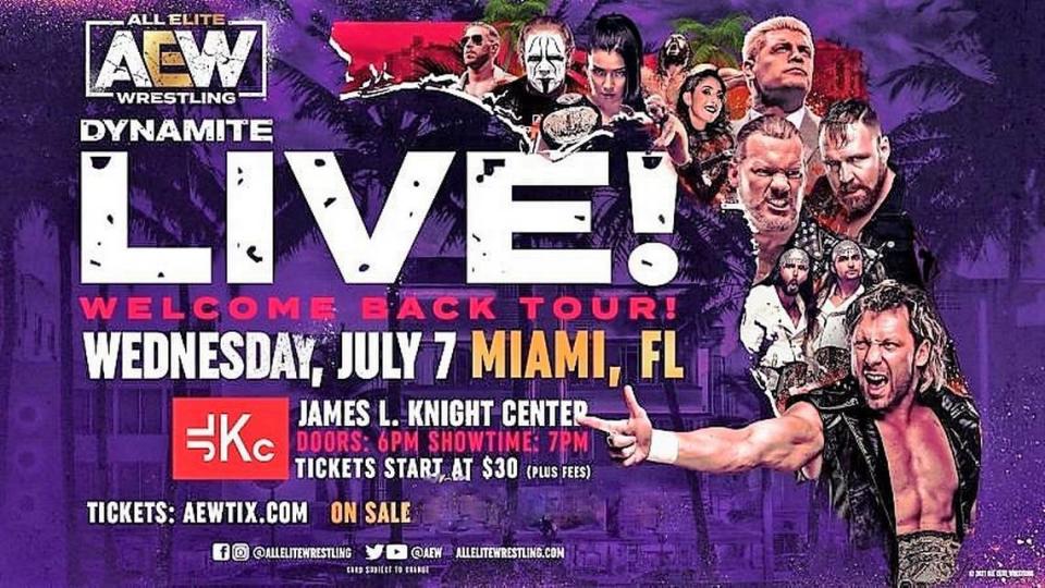 AEW Dynamite on TNT live July 7 with fans in attendance from the James L. Knight Center in Miami.