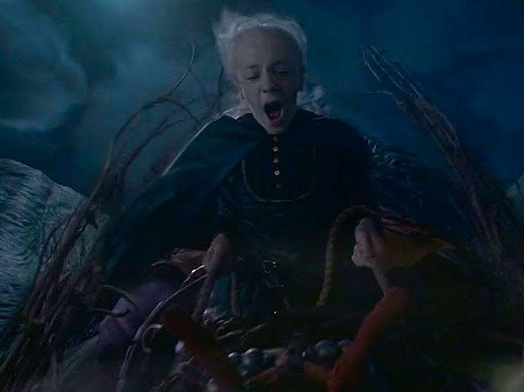 Leo Ashton as young Aemond Targaryen riding Vhagar.