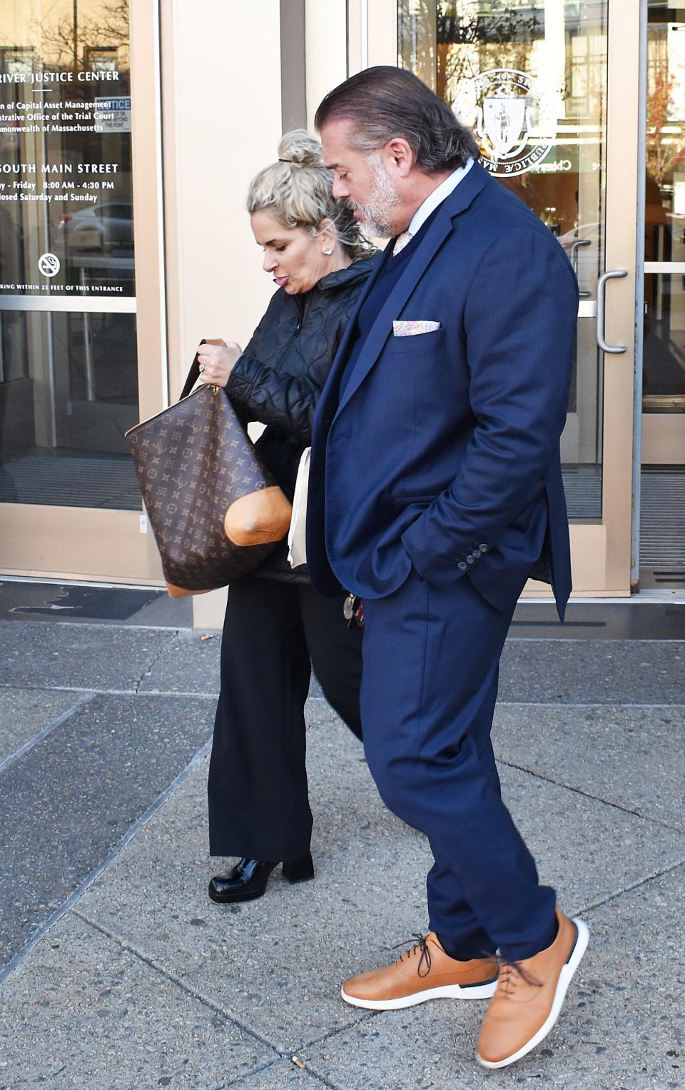 Pam Laliberte-Lebeau leaves the Justice Center with her attorney Frank Camera in this file photo.