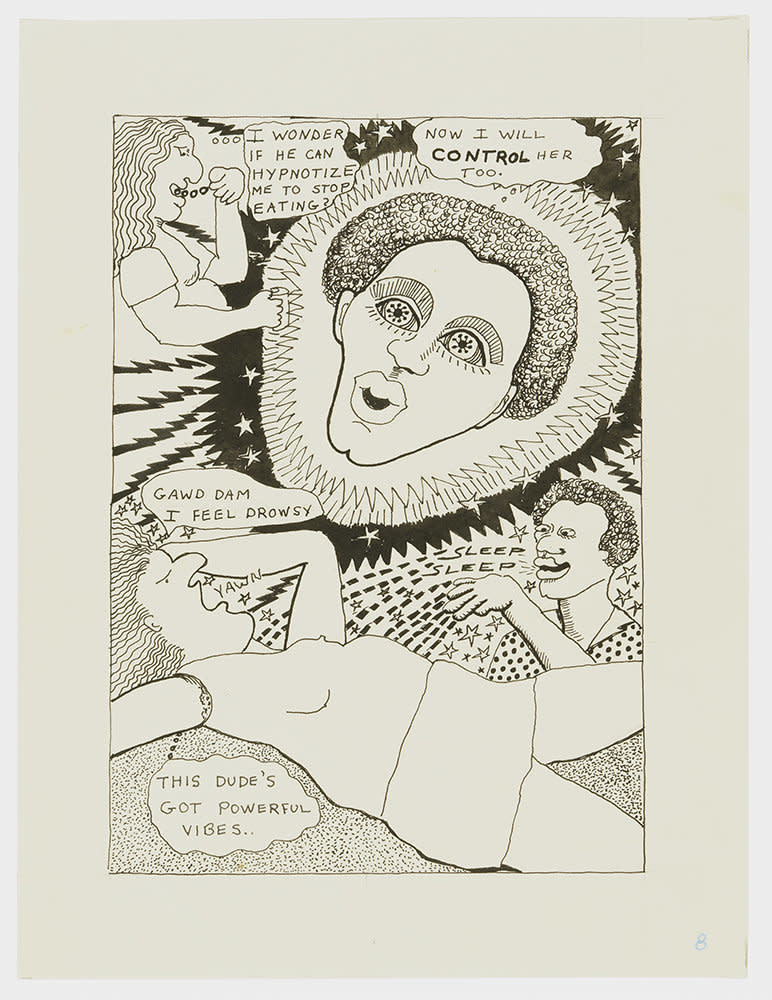 Aline Kominsky-Crumb, "Goldie Fanatic Frustation," page 8, 1975, ink on paper, 12 pages (Photo: David Zwirner)