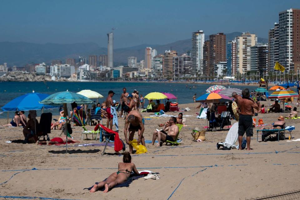 Back to the beach: Benidorm in Spain, which is set to be on the “air bridge” list (STR/AFP via Getty Images)