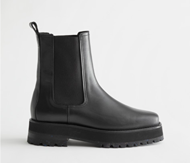 & Other Stories Squared Toe Leather Chelsea Boots