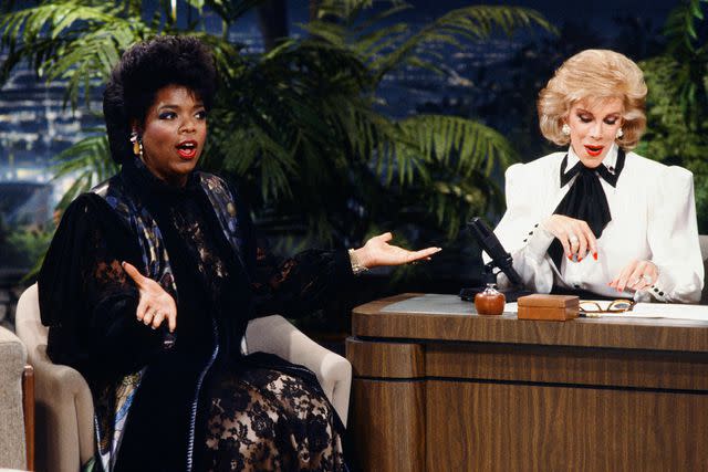 <p>Paul Drinkwater/NBCU Photo Bank/NBCUniversal via Getty Images</p> Oprah Winfrey on her return to 'The Tonight Show' in 1986.