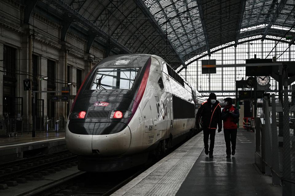 A SNCF in a station in France.