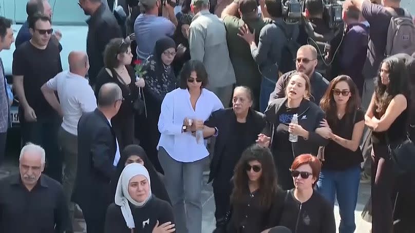 Mourners at the funeral of Reuters videographer Issam Abdallah in Lebanon, October 14th 2023