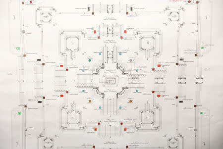 A layout of the Royal Crematorium for the late King Bhumibol Adulyadej is seen at fine arts department of Silpakorn University in Bangkok, Thailand, September 8, 2017. REUTERS/Athit Perawongmetha