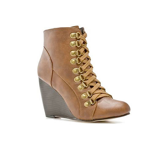 1. Rugged Lace-Up Wedge Booties