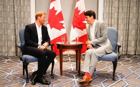 Britain's Prince Harry meets with PM of Canada Justin Trudeau ahead of the Invictus Games in Toronto - Credit: Mark Blinch/Reuters