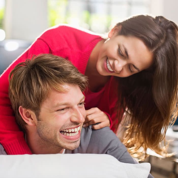 <p>"Being able to make my boyfriend laugh is the most gratifying feeling," says Brendan M., 30, of Boston, MA. According to an Oxford University study, laughter triggers the release of protective endorphins which manage pain and promote feelings of well-being. Even if he's no stand-up comedian, a good-natured giggle will make you both happier.</p><p><strong>RELATED: <a href="https://www.redbookmag.com/love-sex/relationships/advice/g595/happy-marriage-secrets/" rel="nofollow noopener" target="_blank" data-ylk="slk:13 Secrets for a Strong, Happy Marriage;elm:context_link;itc:0;sec:content-canvas" class="link ">13 Secrets for a Strong, Happy Marriage</a></strong><br></p>