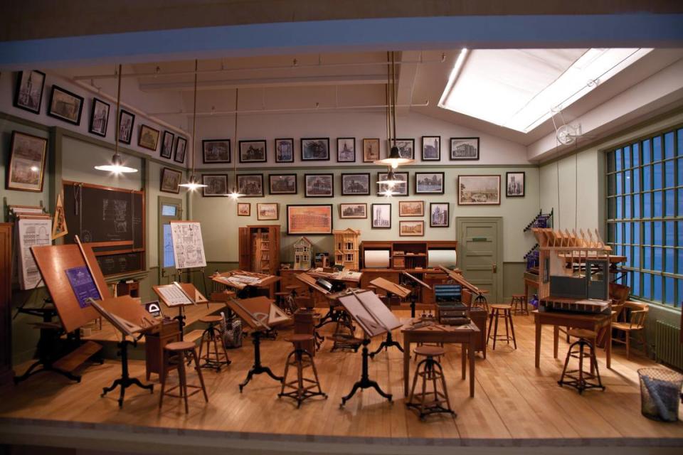 Inside the miniature Architect’s Classroom at the National Museum of Toys and Miniatures.