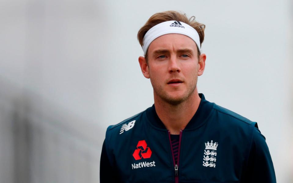 Stuart Broad watches play at the Ageas bowl - AFP