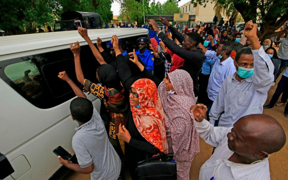 A vehicle carrying Sudan's ousted president Omar al-Bashir - ASHRAF SHAZLY/AFP via Getty Images