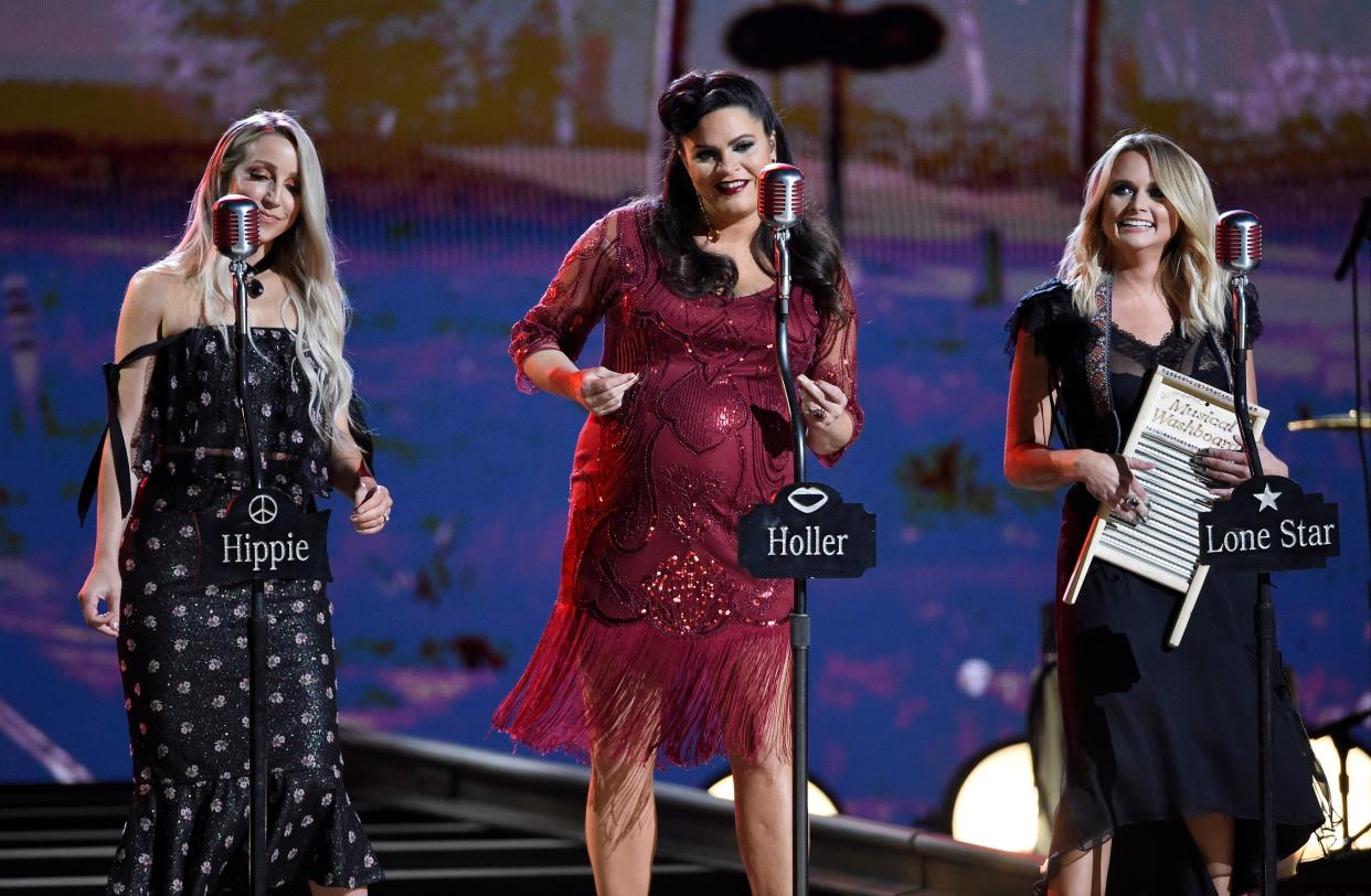 The Pistol Annies perform during the 52nd Annual CMA Awards at Bridgestone Arena Wednesday Nov. 14, 2018, in Nashville, Tenn.