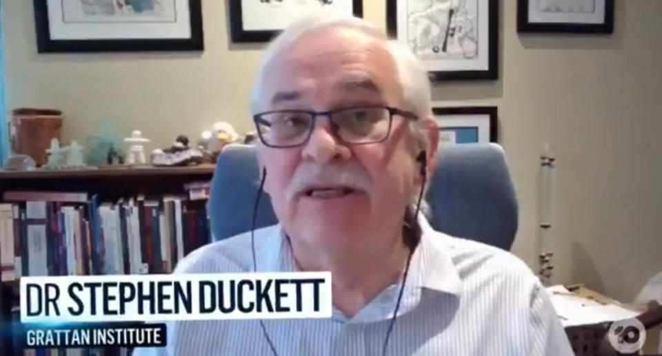 Dr Stephen Duckett, director of the health program at the Grattan Institute, was interviewed on The Project, where he raised a concerning issue with the 70 per cent vaccination target. Source: The Project