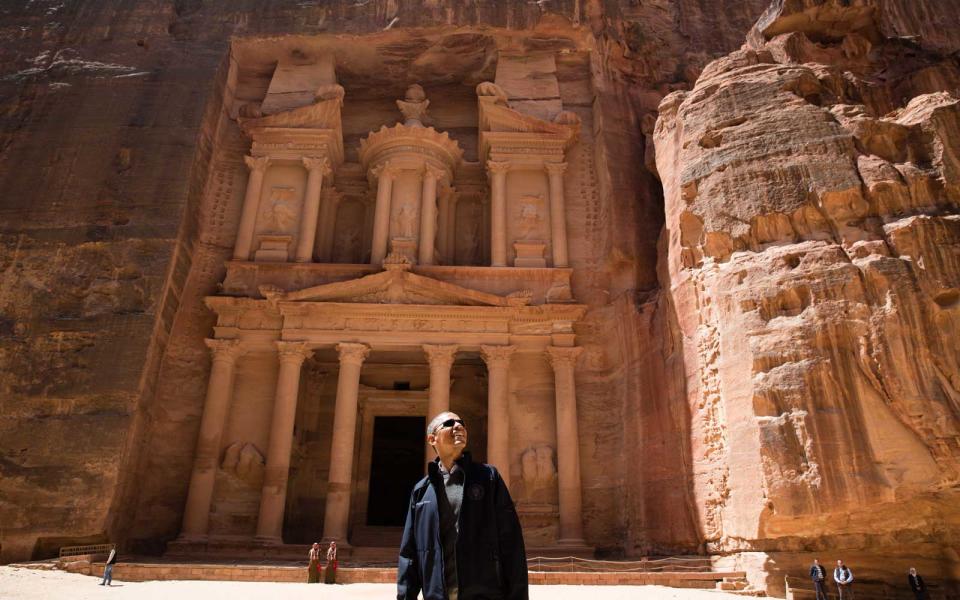 <p>Obama wrapped up a trip to the Middle East in March 2014 with a walking tour of the ancient city Petra.</p>