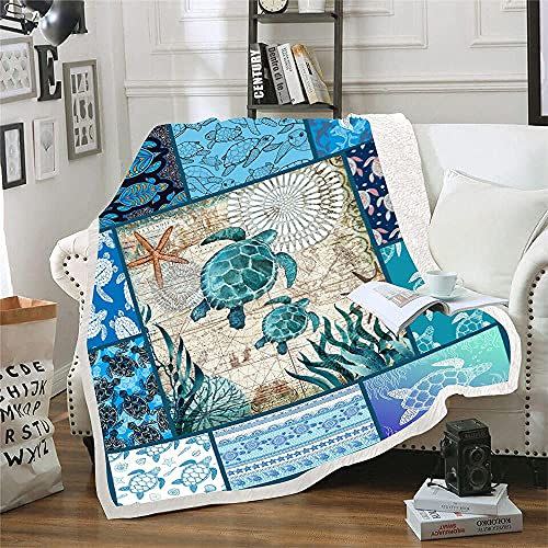 15) Abstract Sea Turtle Blanket