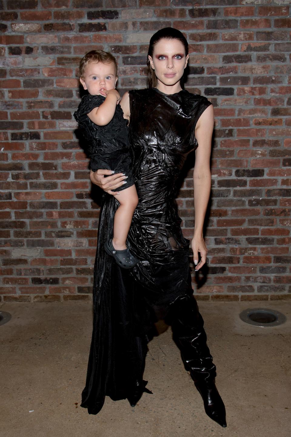 Julia Fox and her son Valentino at New York Fashion Week