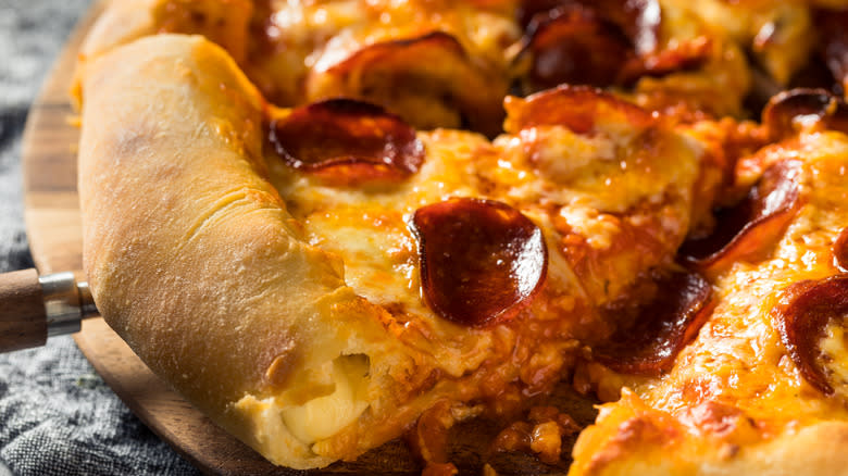 Cheesy stuffed crust pepperoni pizza