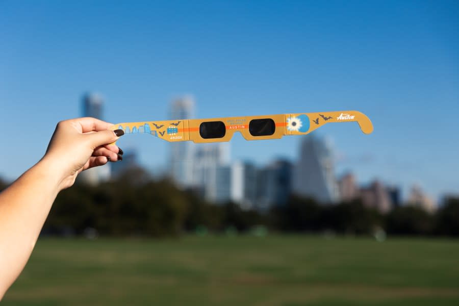 The Austin Visitor Center is selling its own commemorative eclipse glasses and distributing a limited number to local hotels. (Photo Courtesy: Visit Austin)