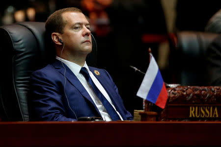 Russia's Prime Minister Dmitry Medvedev attends the East Asia Summit in Vientiane, Laos September 8, 2016. REUTERS/Soe Zeya Tun/File Photo