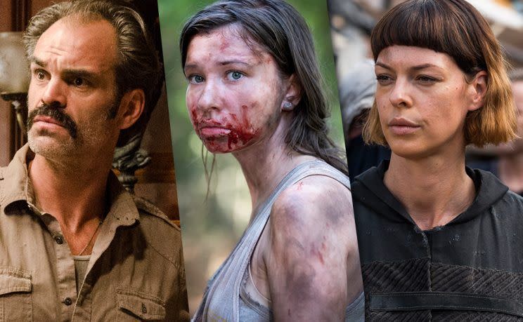 Steven Ogg as Simon, Katelyn Nacon as Enid and Pollyanna McIntosh as Jadis in AMC's The Walking Dead . (Photo Credit: AMC)