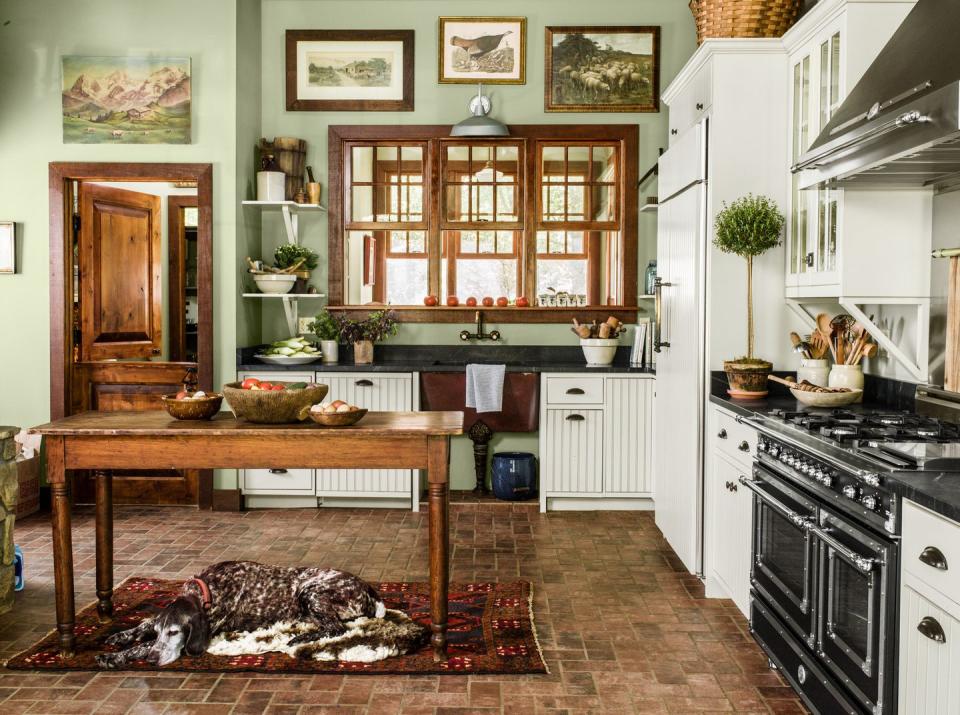 new build farmhouse kitchen that looks rustic and homey