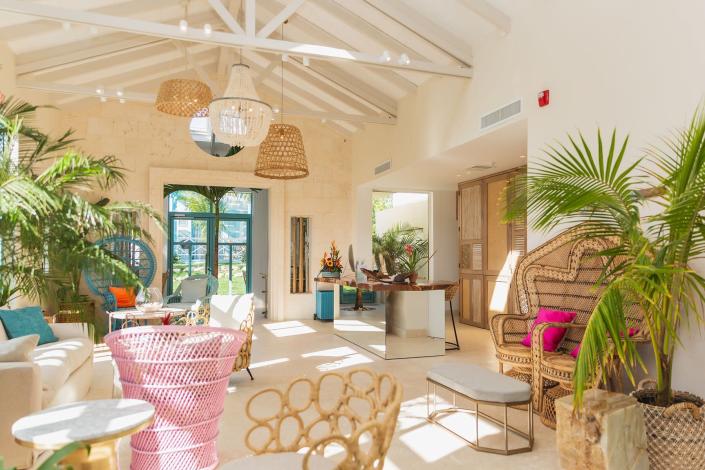 The interior of the lobby at the Boardwalk Boutique Hotel Aruba