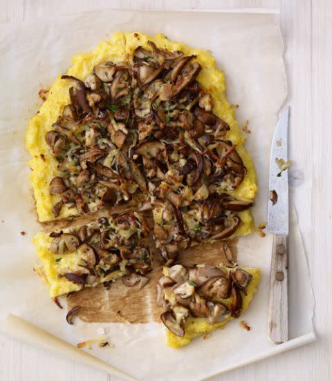 Cheesy Polenta & Mushroom Pizza