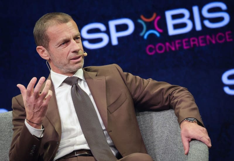 UEFA President Aleksander Ceferin speaks during a panel discussion at the industry conference SpoBis. Christian Charisius/dpa