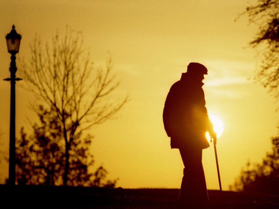 elderly aging old man walking