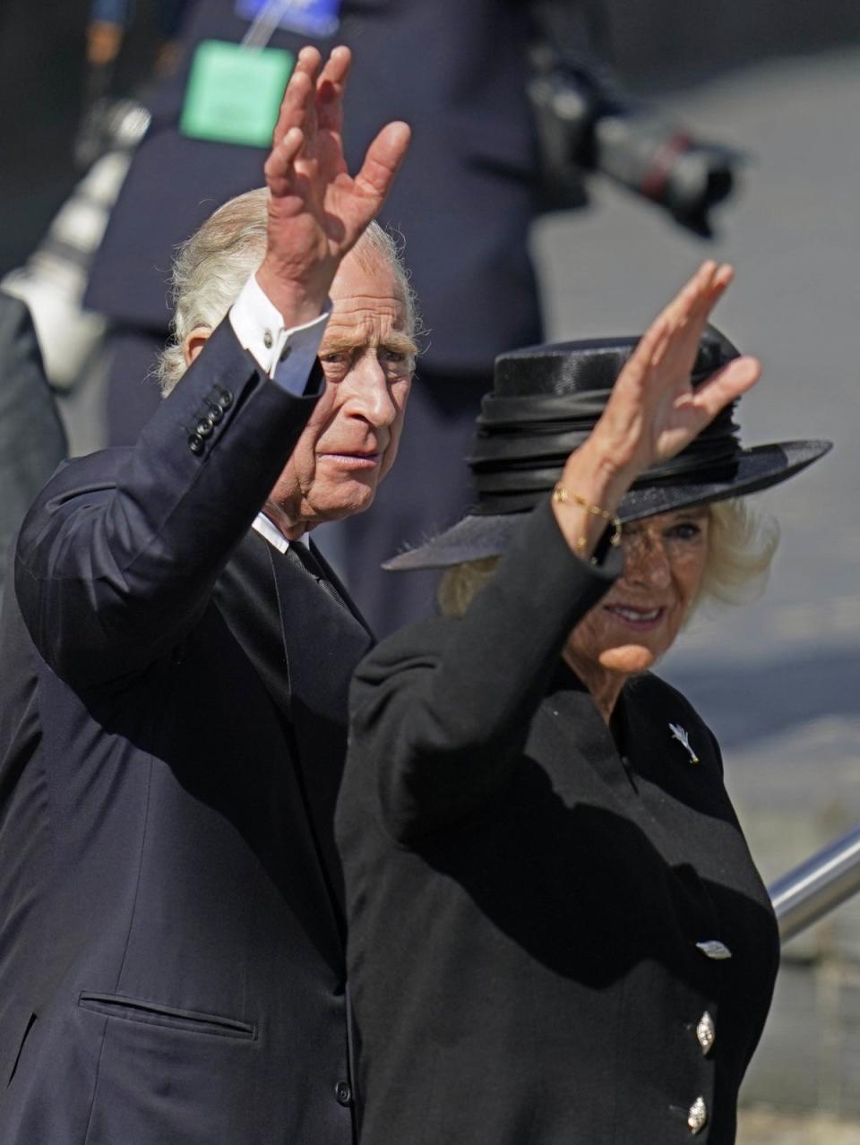 The King and the Queen Consort leave the Senedd in Cardiff (Andrew Matthews/PA) (PA Wire)