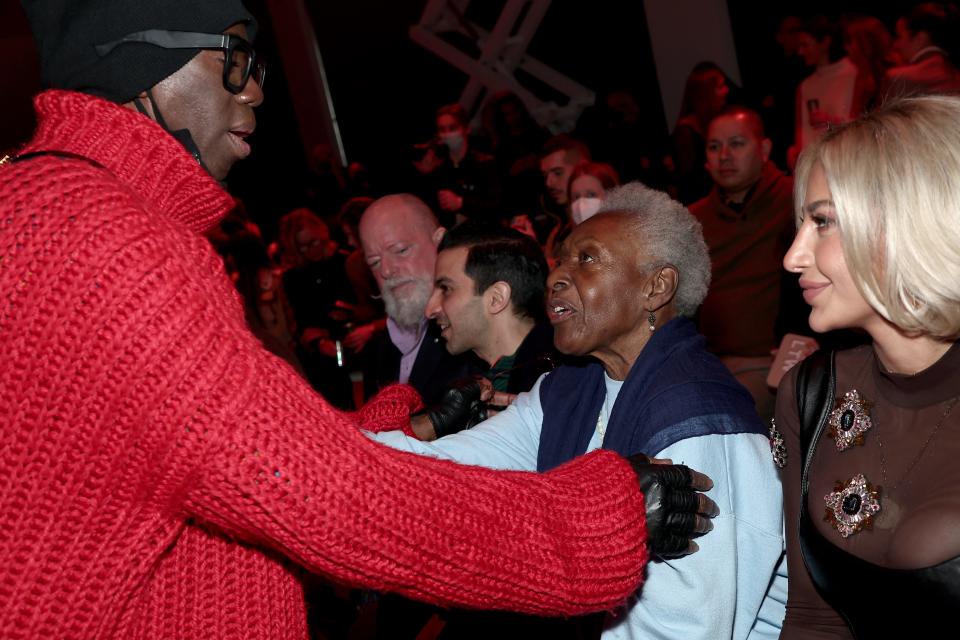 Miss J Alexander and Bethann Hardison attends the Bibhu Mohapatra fashion show during New York Fashion Week at Spring Studios on Feb. 15, 2022, in New York City.