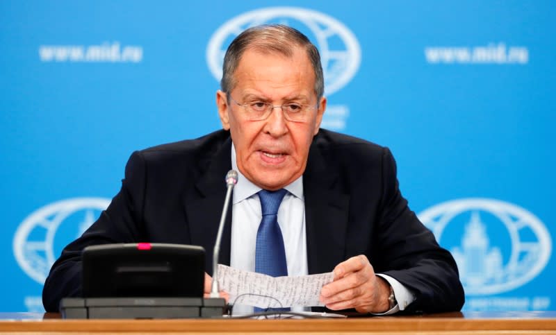 Russia's acting Foreign Minister Sergei Lavrov's annual news conference in Moscow