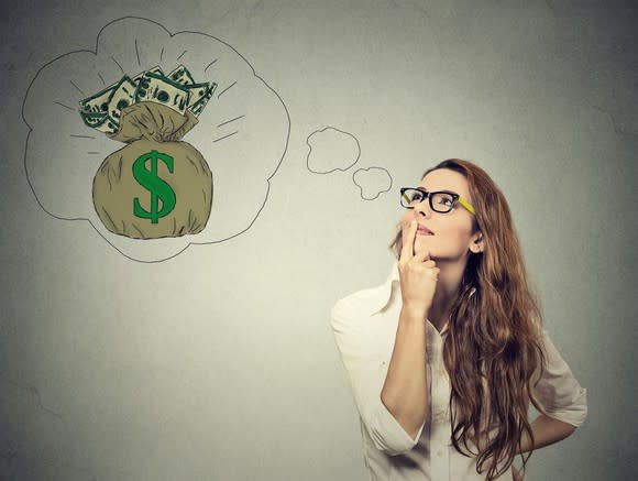 Woman thinking about money