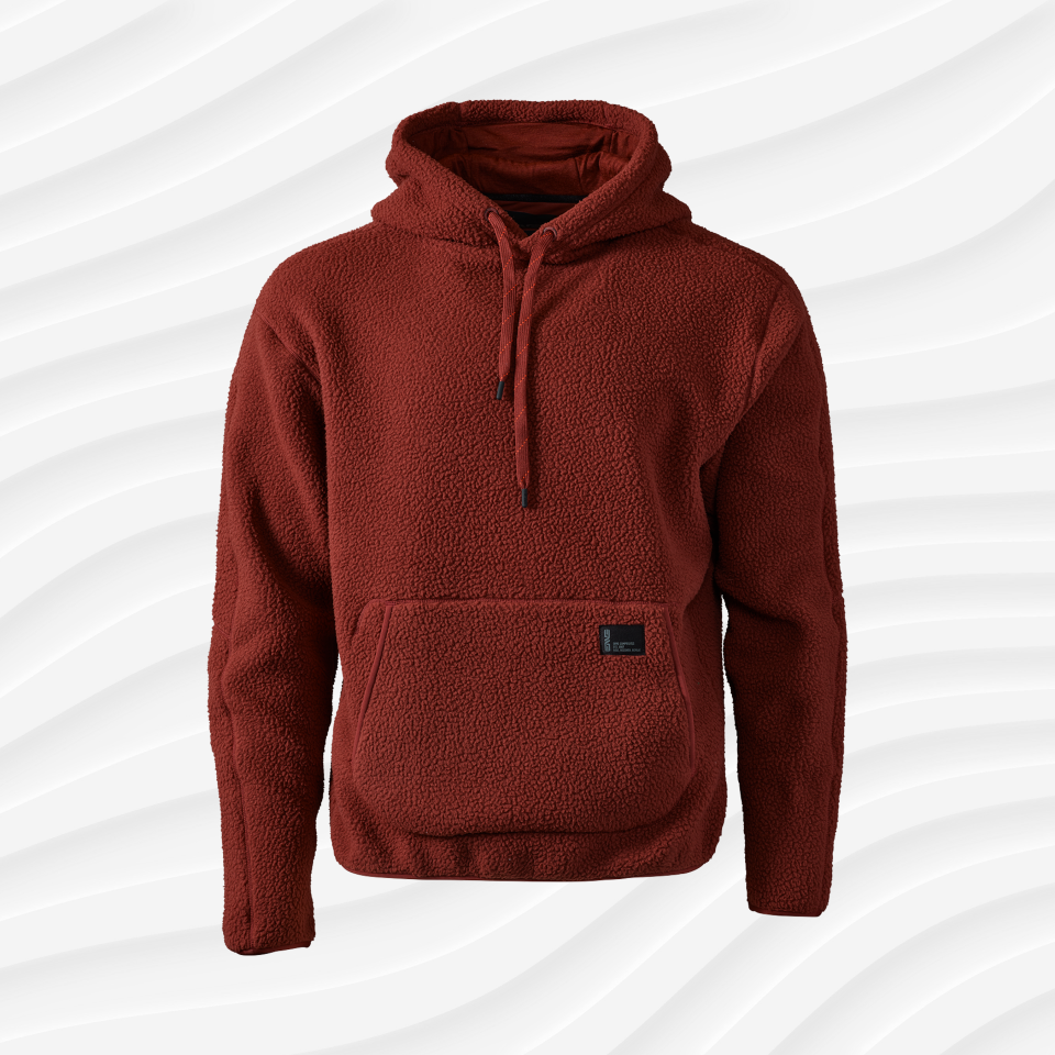 The enve sherpa hoodie in andorra red