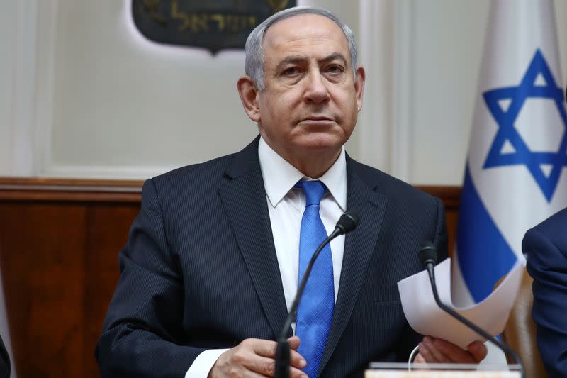 Israeli Prime Minister Benjamin Netanyahu attends the weekly cabinet meeting in Jerusalem