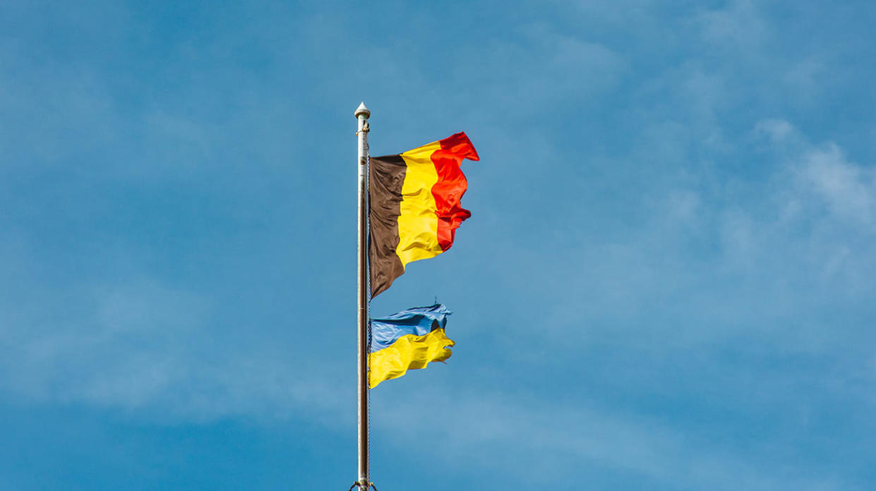 Flags of Belgium and Ukraine. Stock photo: Getty Images