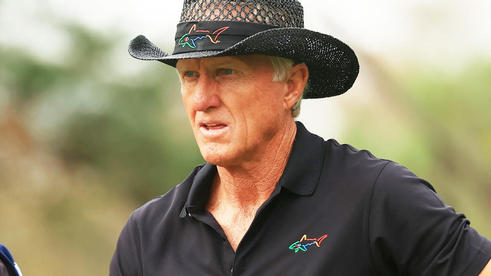 Greg Norman, pictured here in action at the PNC Championship in Florida in 2020. 