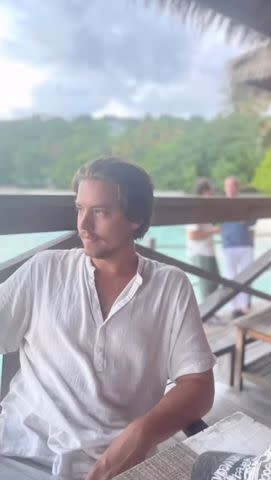 <p>kellyripa/Instagram</p> Cole Sprouse joins Kelly Ripa and Mark Consuelos on their tropical getaway in September 2023.