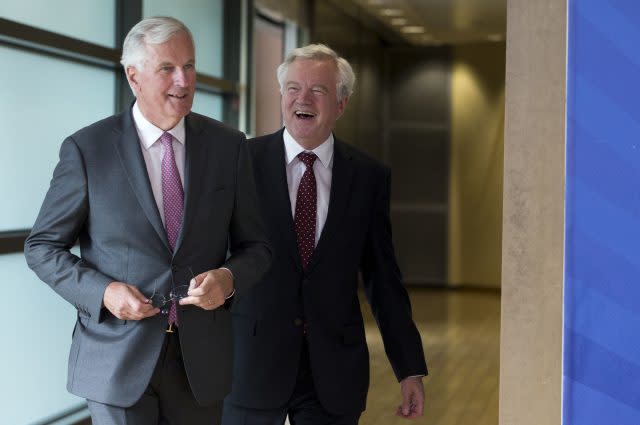 Michel Barnier and David Davis