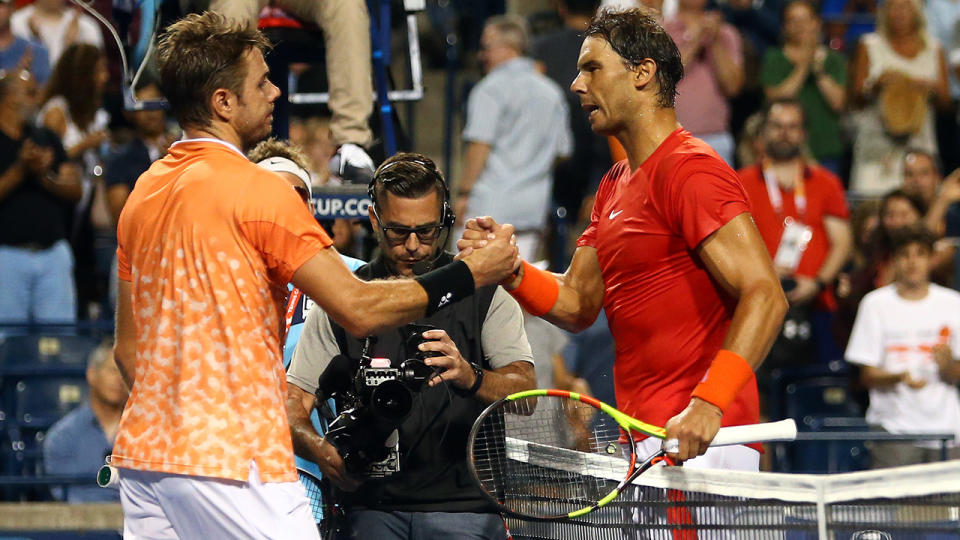 Rafael Nadal celebrates victory against Stan Wawrinka. Image: Getty